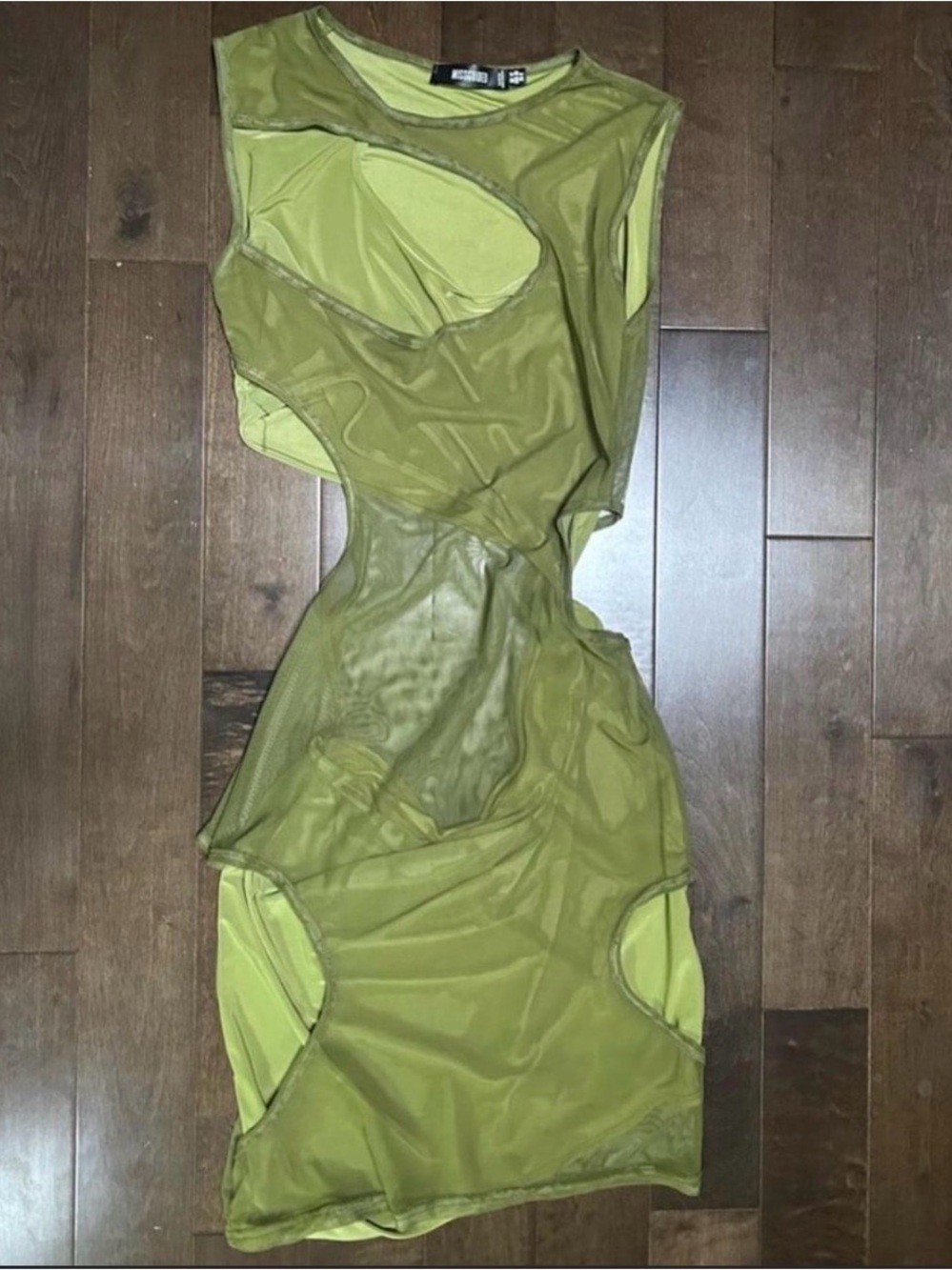 Missguided Olive Green Sheer Cutout Bodycon Dress